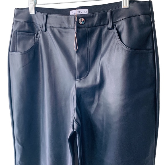 NWOT GALLERY Faux Leather 5 Pocket Trouser | Black | Size US‎ 10 UK 14 - Picture 1 of 8